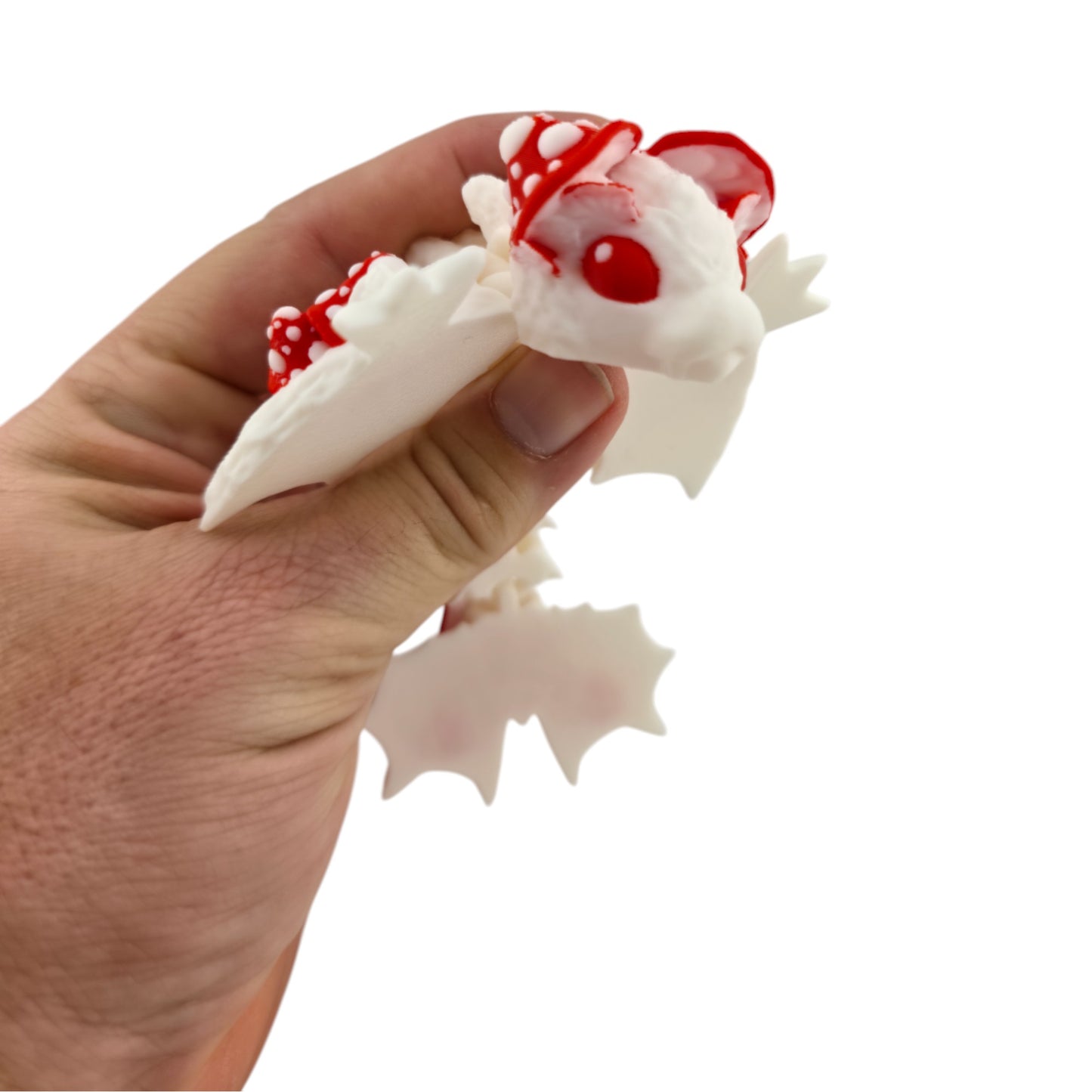 The Geek Galleria Tiny Mushroom Dragon – 6" Articulated 3D Printed Fantasy Figurine (White or Pastel Rainbow)