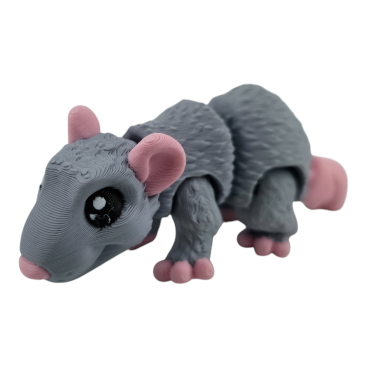 Gray and pink Rat 3D printed collectible - view 3
