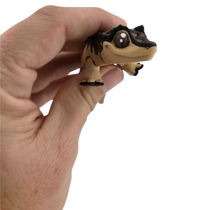 Brown and black Crested Gecko 3D printed collectible - view 1