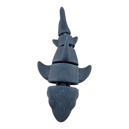 Blue gray and white Great White Shark 3D printed collectible - view 3