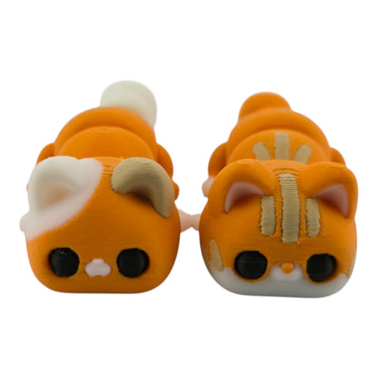 The Geek Galleria Cat – 3D Printed Orange & White Tabby or Calico Figurine with Green Accents