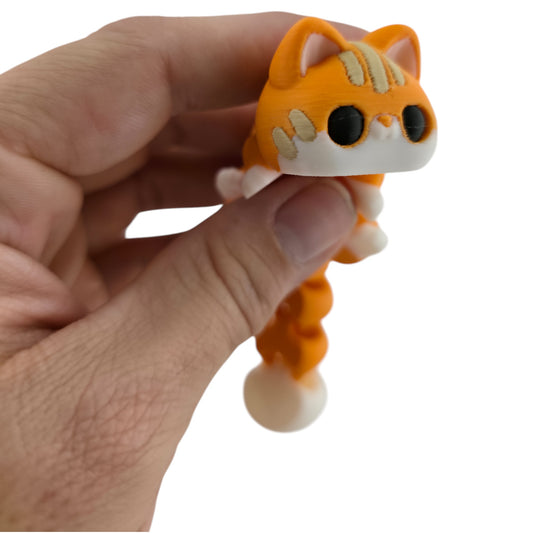 The Geek Galleria Cat – 3D Printed Orange & White Tabby or Calico Figurine with Green Accents