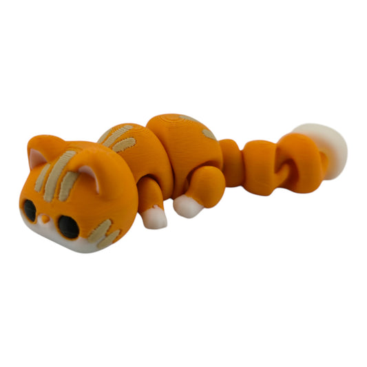 The Geek Galleria Cat – 3D Printed Orange & White Tabby or Calico Figurine with Green Accents