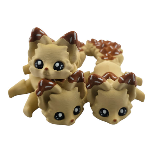 Vanilla Chocolate Dipped Ice Cream Fox – 7.5" Articulated 3D Printed Fantasy Figurine | Sweet Dessert-Inspired Collectible