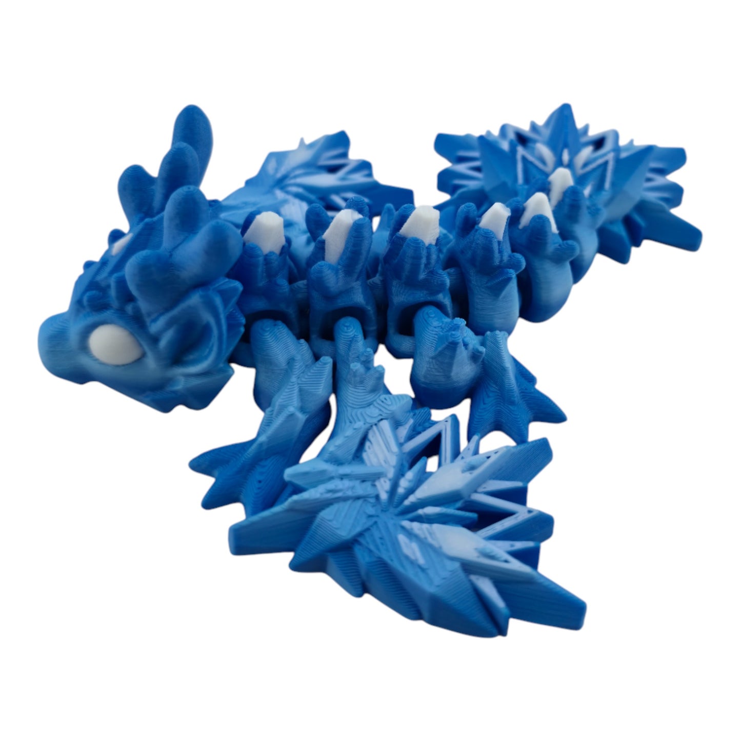 Baby Winter Dragon – Articulated 3D Printed Fantasy Creature | Blue Gradient with White Accents by Cinderwing3D