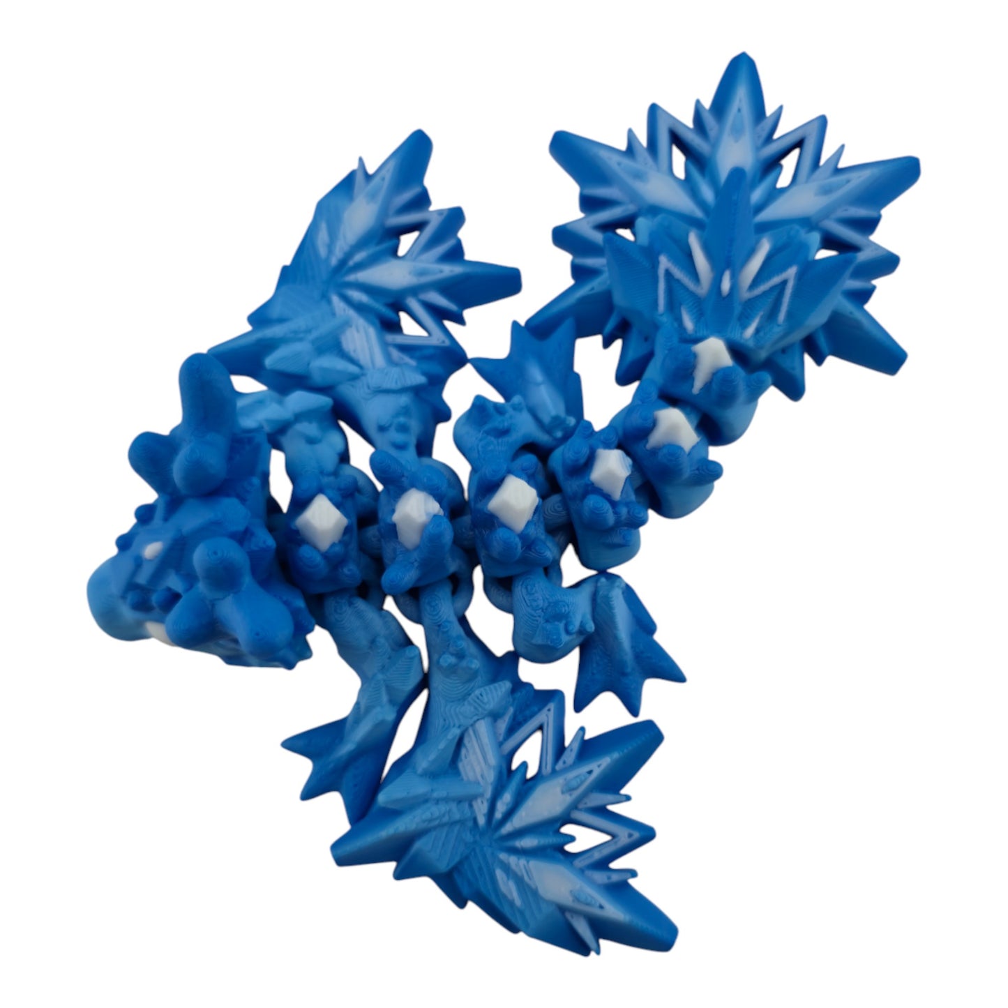 Baby Winter Dragon – Articulated 3D Printed Fantasy Creature | Blue Gradient with White Accents by Cinderwing3D
