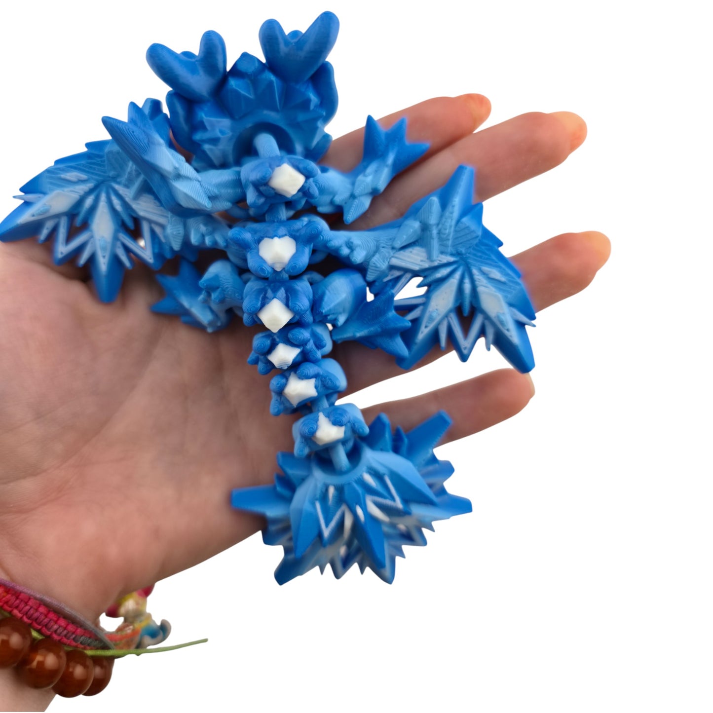 Baby Winter Dragon – Articulated 3D Printed Fantasy Creature | Blue Gradient with White Accents by Cinderwing3D
