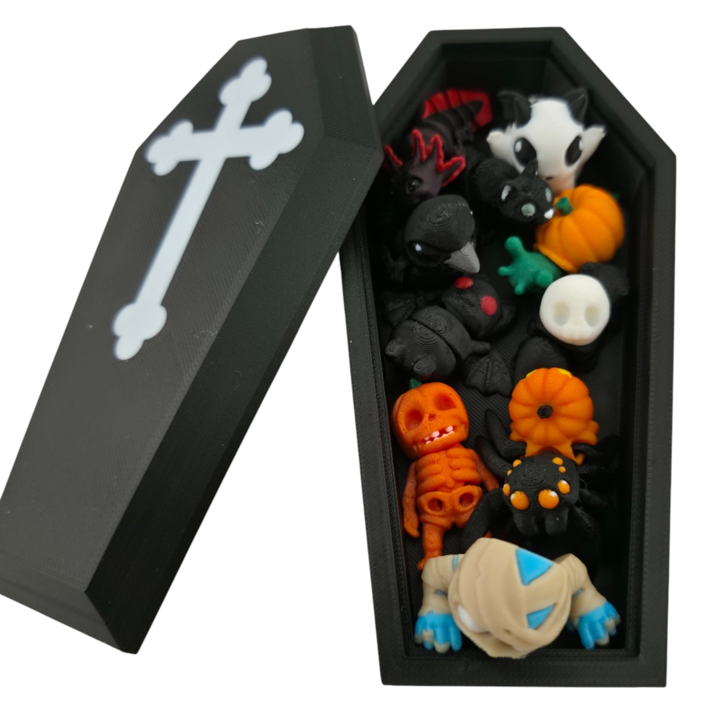 Halloween Coffin Critter Set – 10-Piece Mini Creature Collection | 3D Printed Seasonal Figurines by The Geek Galleria