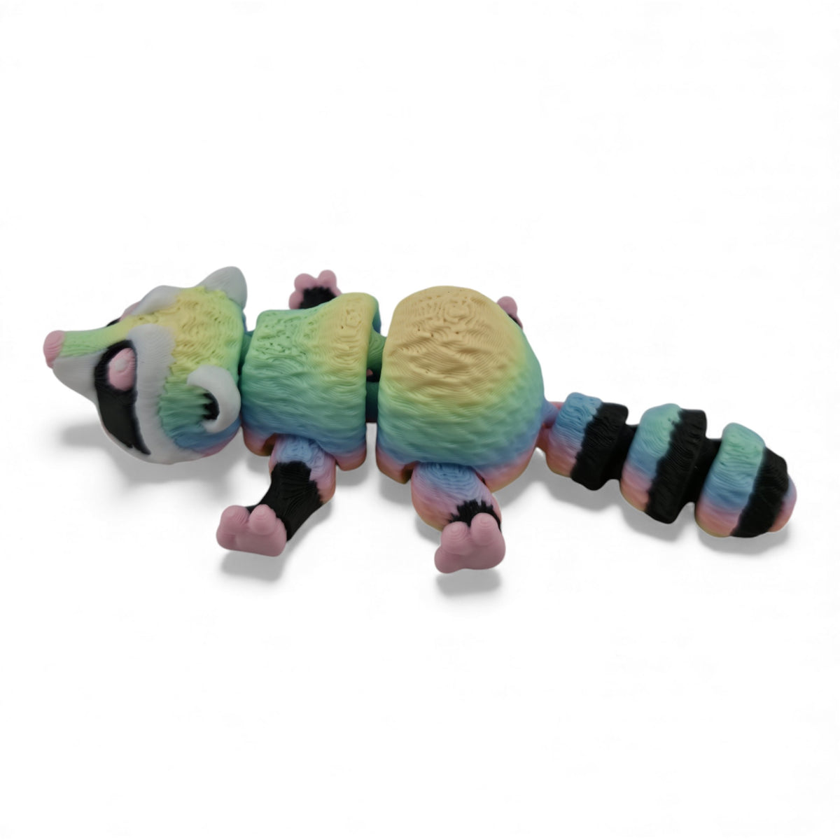 Pastel Rainbow Raccoon 3D printed collectible - view 2
