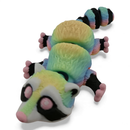 Pastel Rainbow Raccoon 3D printed collectible - view 3