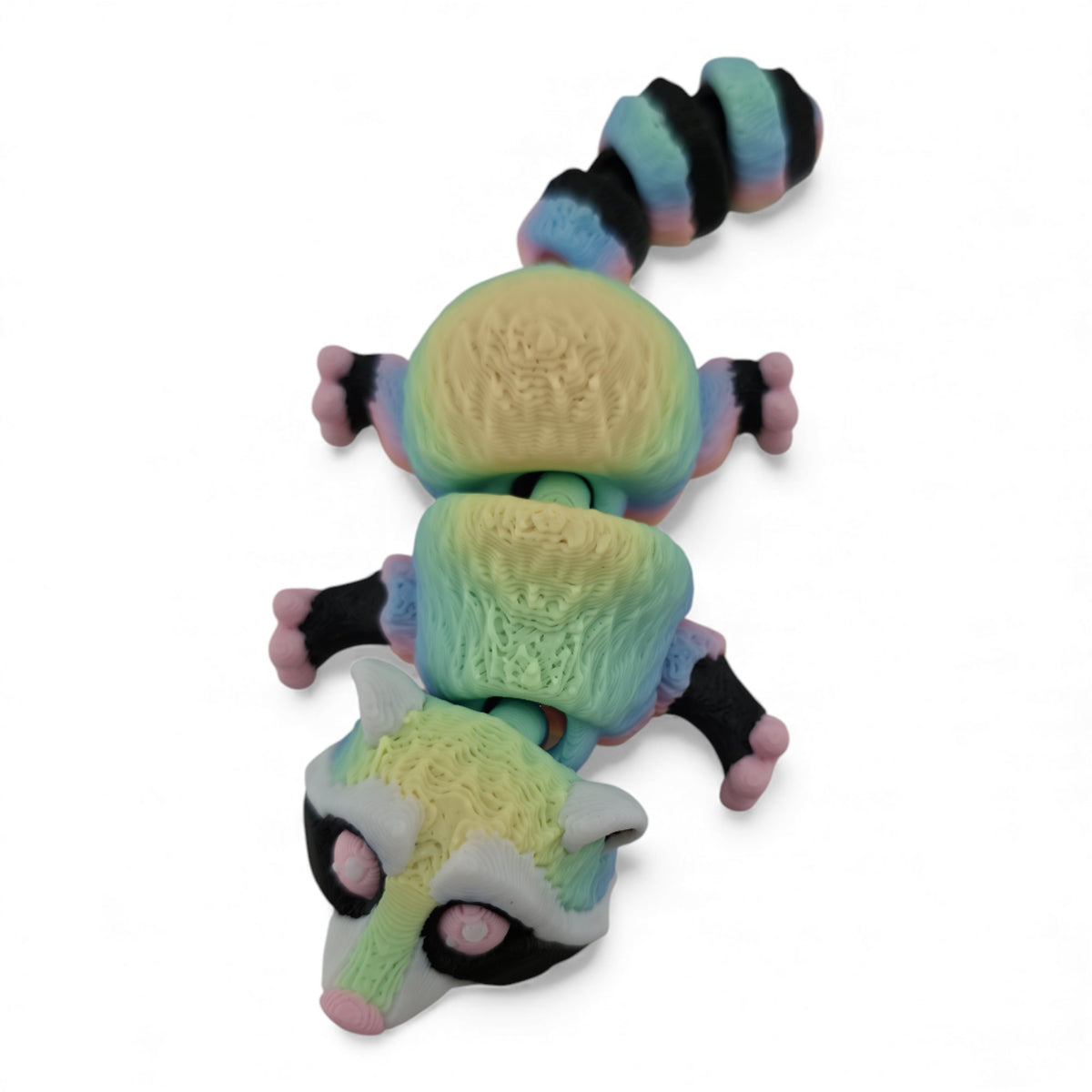 Pastel Rainbow Raccoon 3D printed collectible - view 4