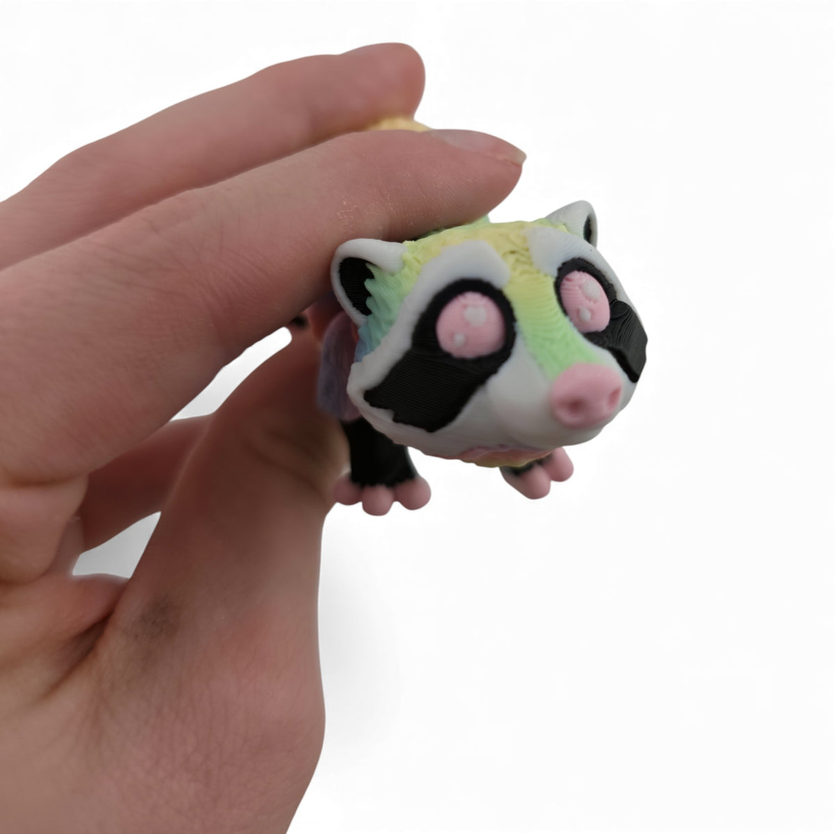 Pastel Rainbow Raccoon 3D printed collectible - view 6