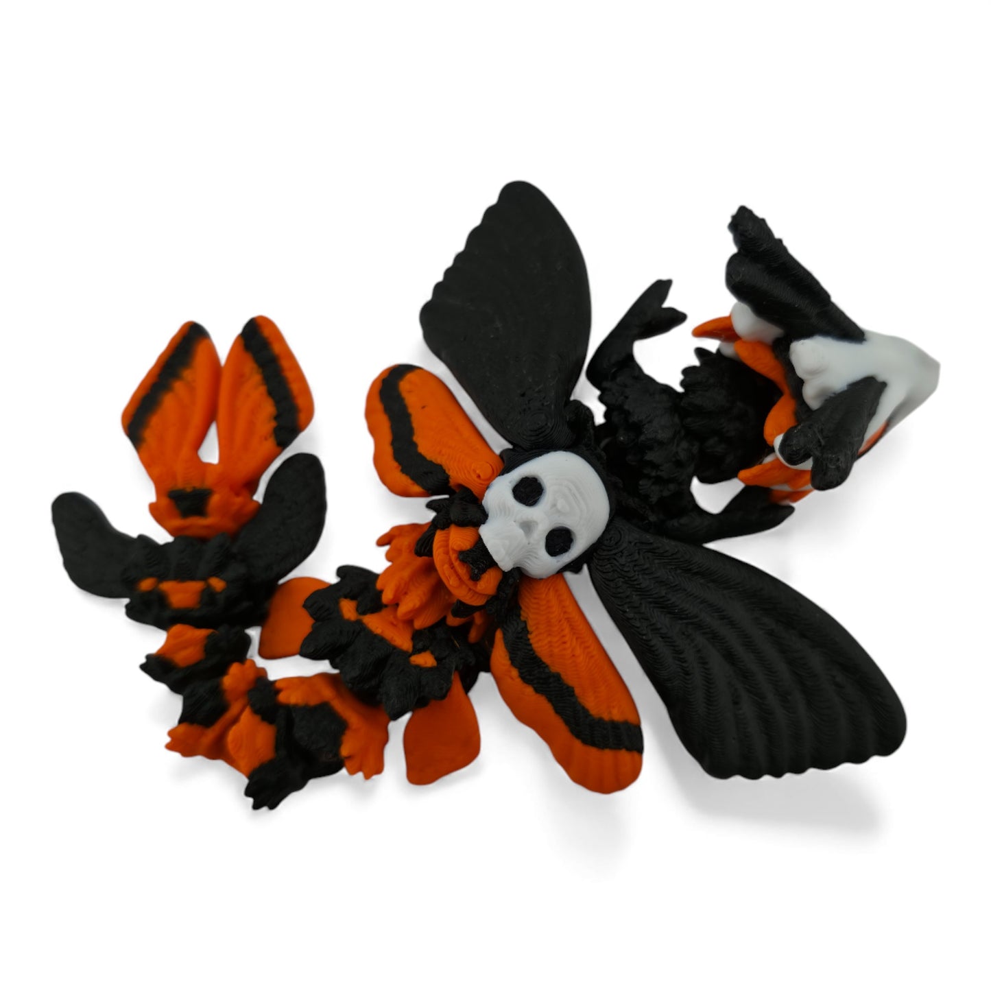 Moth Head Dragon Set – Adult & Baby Articulated 3D Printed Dragons | Matte Orange with Black Accents
