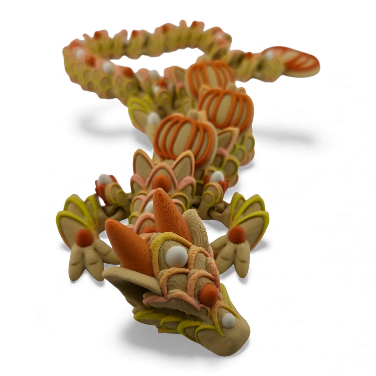 Adult Pumpkin Cookie Dragon – Articulated 3D Printed Fantasy Creature