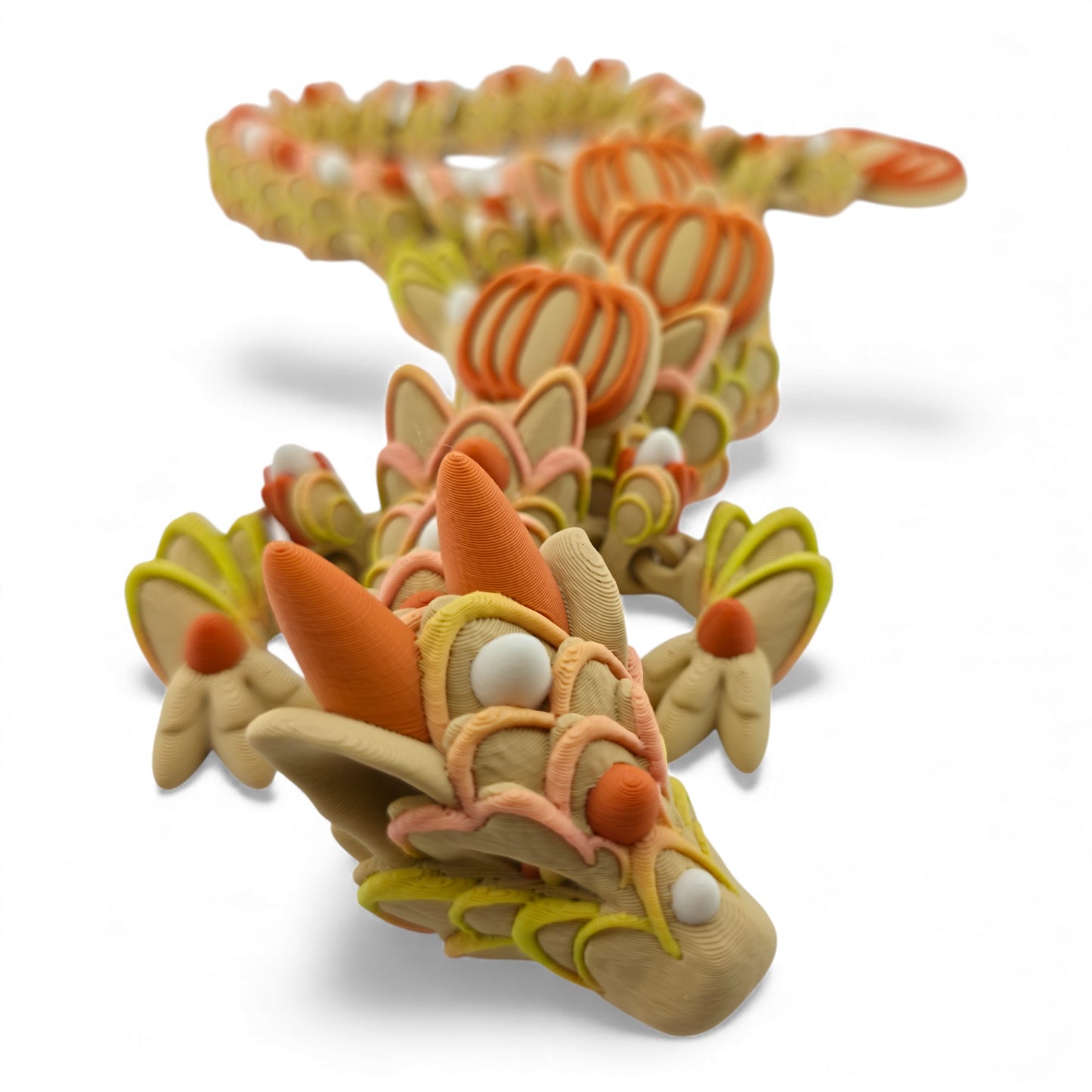 Adult Pumpkin Cookie Dragon – Articulated 3D Printed Fantasy Creature