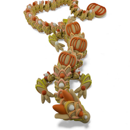 Adult Pumpkin Cookie Dragon – Articulated 3D Printed Fantasy Creature