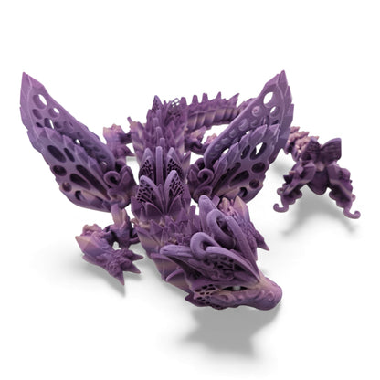 Adult Fae Dragon – Winged, Purple Veil Gradient Articulated 3D Printed Fantasy Creature