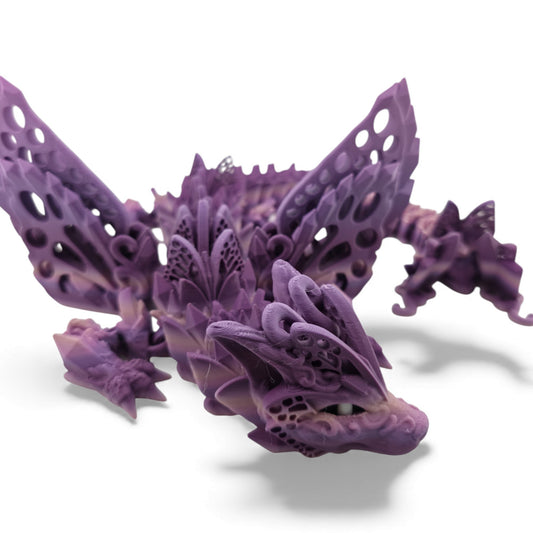 Adult Fae Dragon – Winged, Purple Veil Gradient Articulated 3D Printed Fantasy Creature