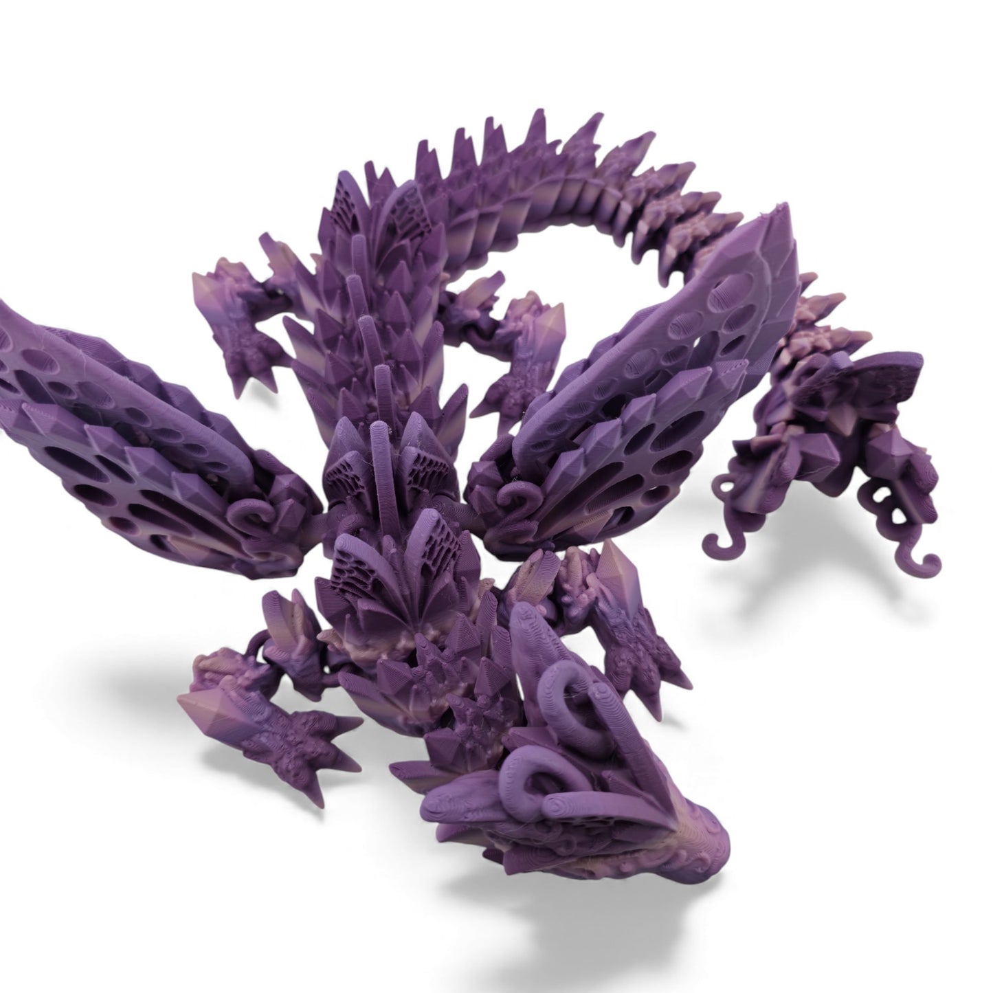 Adult Fae Dragon – Winged, Purple Veil Gradient Articulated 3D Printed Fantasy Creature