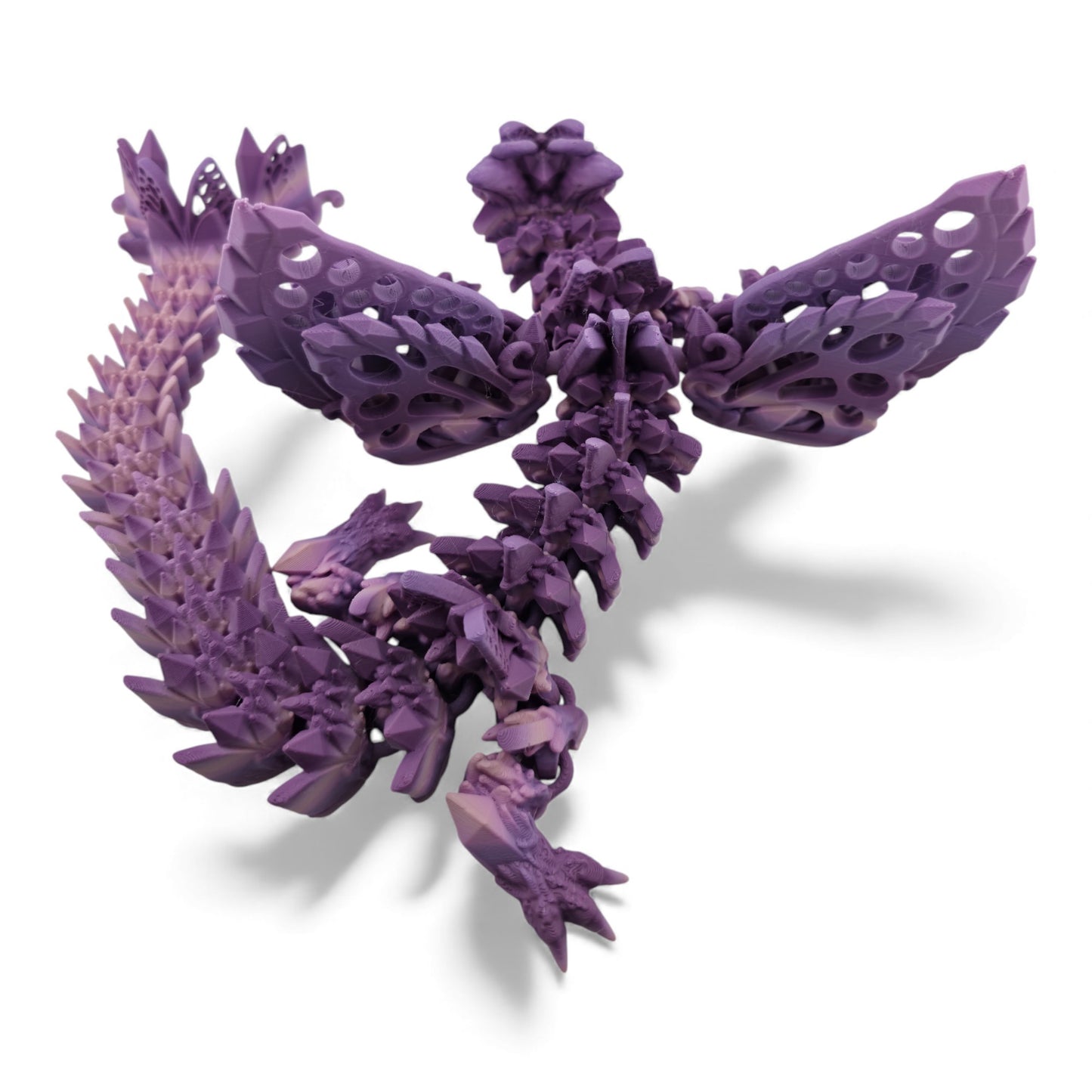 Adult Fae Dragon – Winged, Purple Veil Gradient Articulated 3D Printed Fantasy Creature