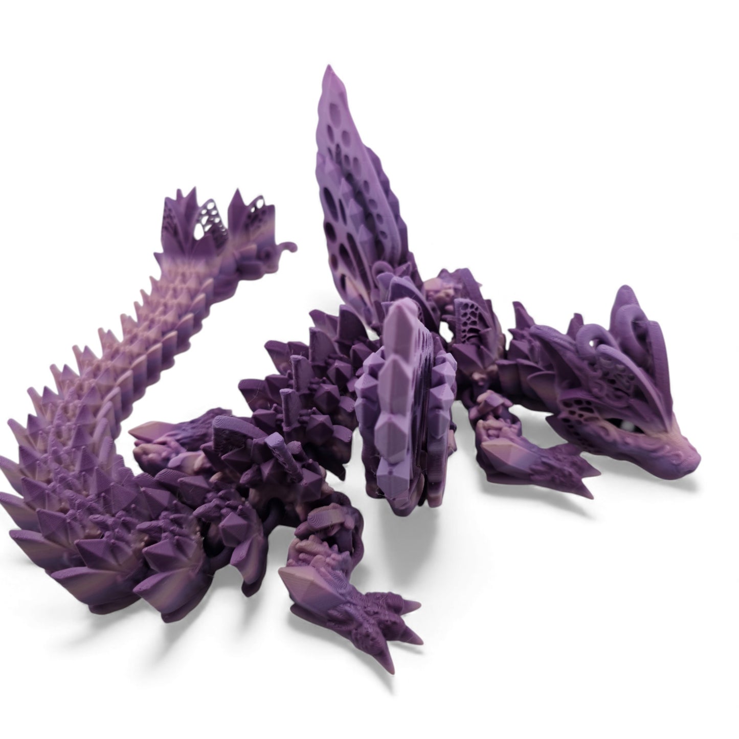 Adult Fae Dragon – Winged, Purple Veil Gradient Articulated 3D Printed Fantasy Creature