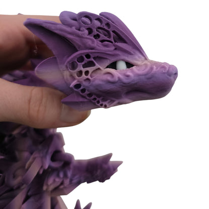 Adult Fae Dragon – Winged, Purple Veil Gradient Articulated 3D Printed Fantasy Creature