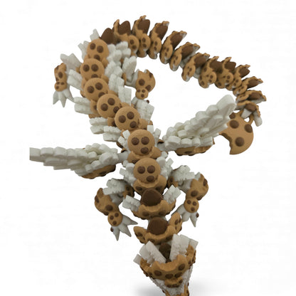 Chocolate Chip Winged Dragon – Articulated 3D Printed Fantasy Creature | White Dragon with Chocolate Chips