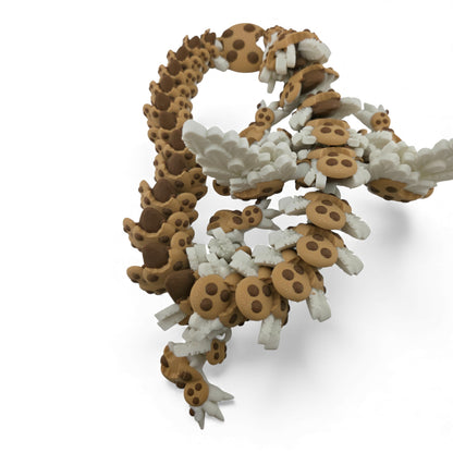 Chocolate Chip Winged Dragon – Articulated 3D Printed Fantasy Creature | White Dragon with Chocolate Chips