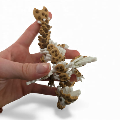 Baby Chocolate Chip Dragon – 6" Articulated 3D Printed Fantasy Figurine | White Dragon with Chocolate Markings