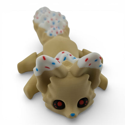Confetti Cake Fox – 7.5" Articulated 3D Printed Fantasy Figurine | Sweet Dessert-Inspired Collectible