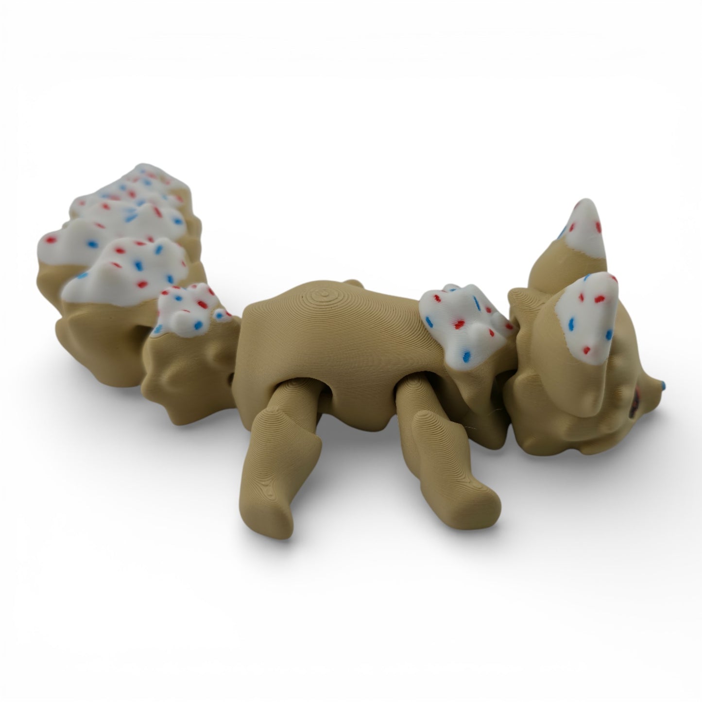 Confetti Cake Fox – 7.5" Articulated 3D Printed Fantasy Figurine | Sweet Dessert-Inspired Collectible