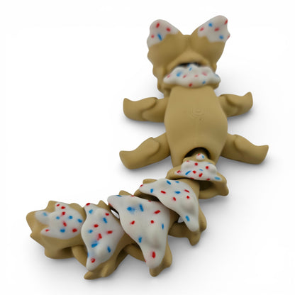 Confetti Cake Fox – 7.5" Articulated 3D Printed Fantasy Figurine | Sweet Dessert-Inspired Collectible