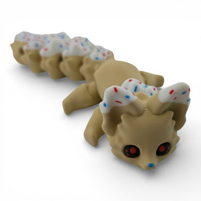 Confetti Cake Fox – 7.5" Articulated 3D Printed Fantasy Figurine | Sweet Dessert-Inspired Collectible
