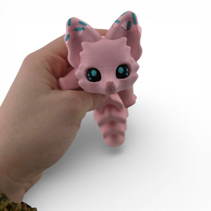 Pink Sprinkle Fox – 7.5" Articulated 3D Printed Fantasy Figurine | Sweet Dessert-Inspired Collectible