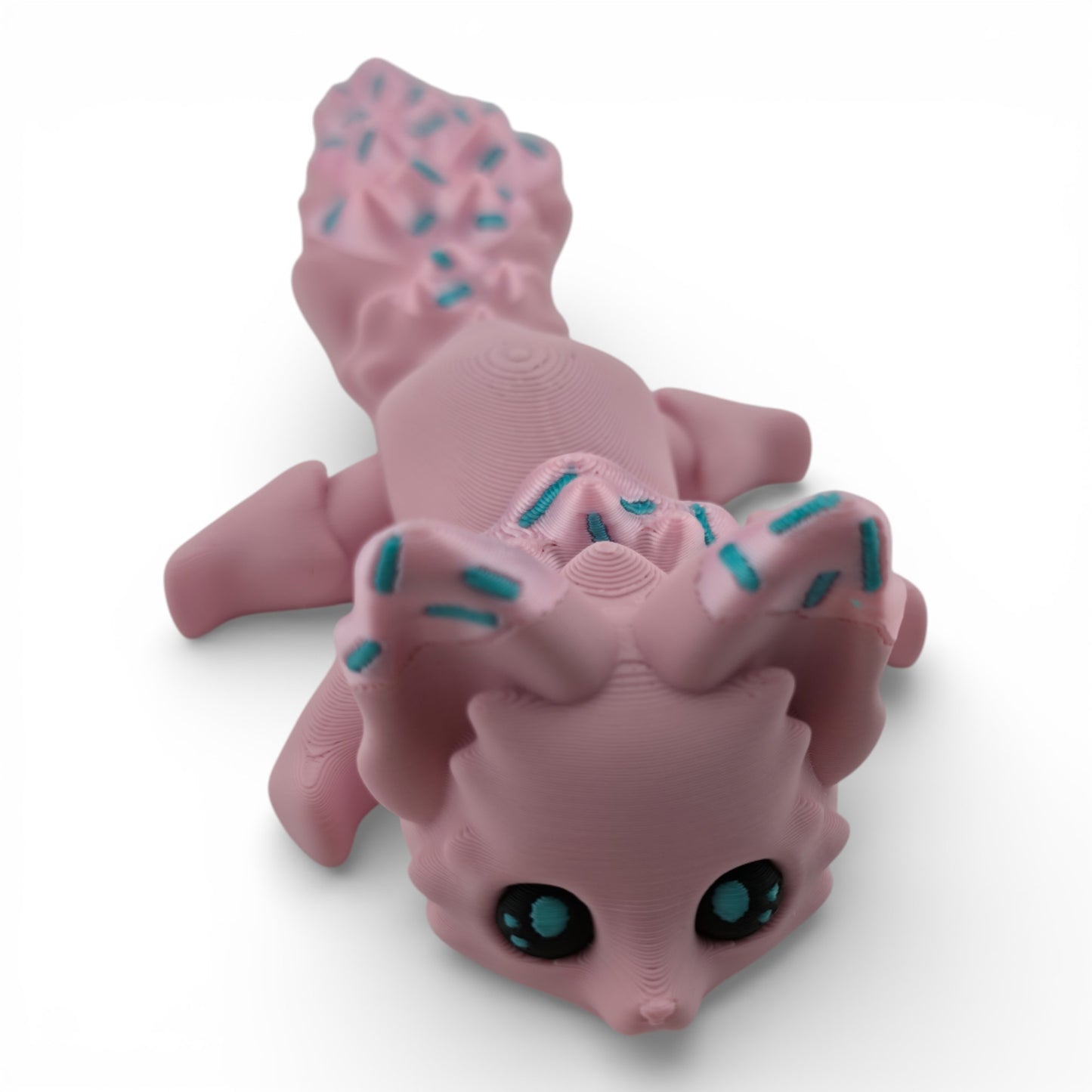 Pink Sprinkle Fox – 7.5" Articulated 3D Printed Fantasy Figurine | Sweet Dessert-Inspired Collectible