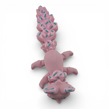 Pink Sprinkle Fox – 7.5" Articulated 3D Printed Fantasy Figurine | Sweet Dessert-Inspired Collectible