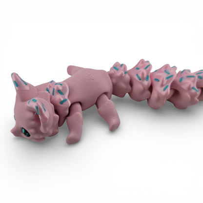 Pink Sprinkle Fox – 7.5" Articulated 3D Printed Fantasy Figurine | Sweet Dessert-Inspired Collectible