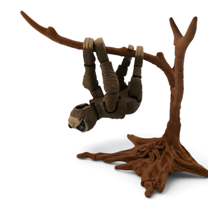 Sloth With Tree – 3D Printed Articulated Figurine | Flexible Collectible Desk Decor