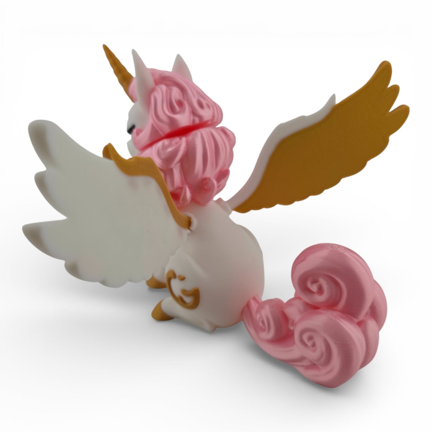 White Decor Alicorn with Wings & Silk Pink Hair 3D Printed Fantasy Figurine