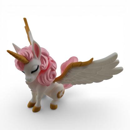 White Decor Alicorn with Wings & Silk Pink Hair 3D Printed Fantasy Figurine