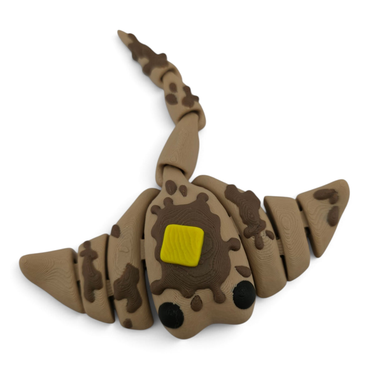Brown Flapjack Stingray Family Set – 3D Printed Articulated Figurines | 1 Adult & 3 Babies | Flexible Collectible Desk Decor