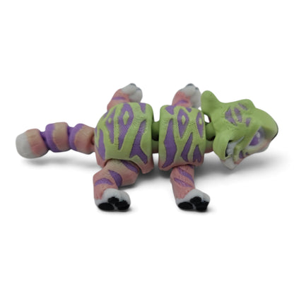 Rainbow Tiger Family Set – 3D Printed Articulated Figurines | 1 Adult & 3 Cubs | Flexible Collectible Desk Decor