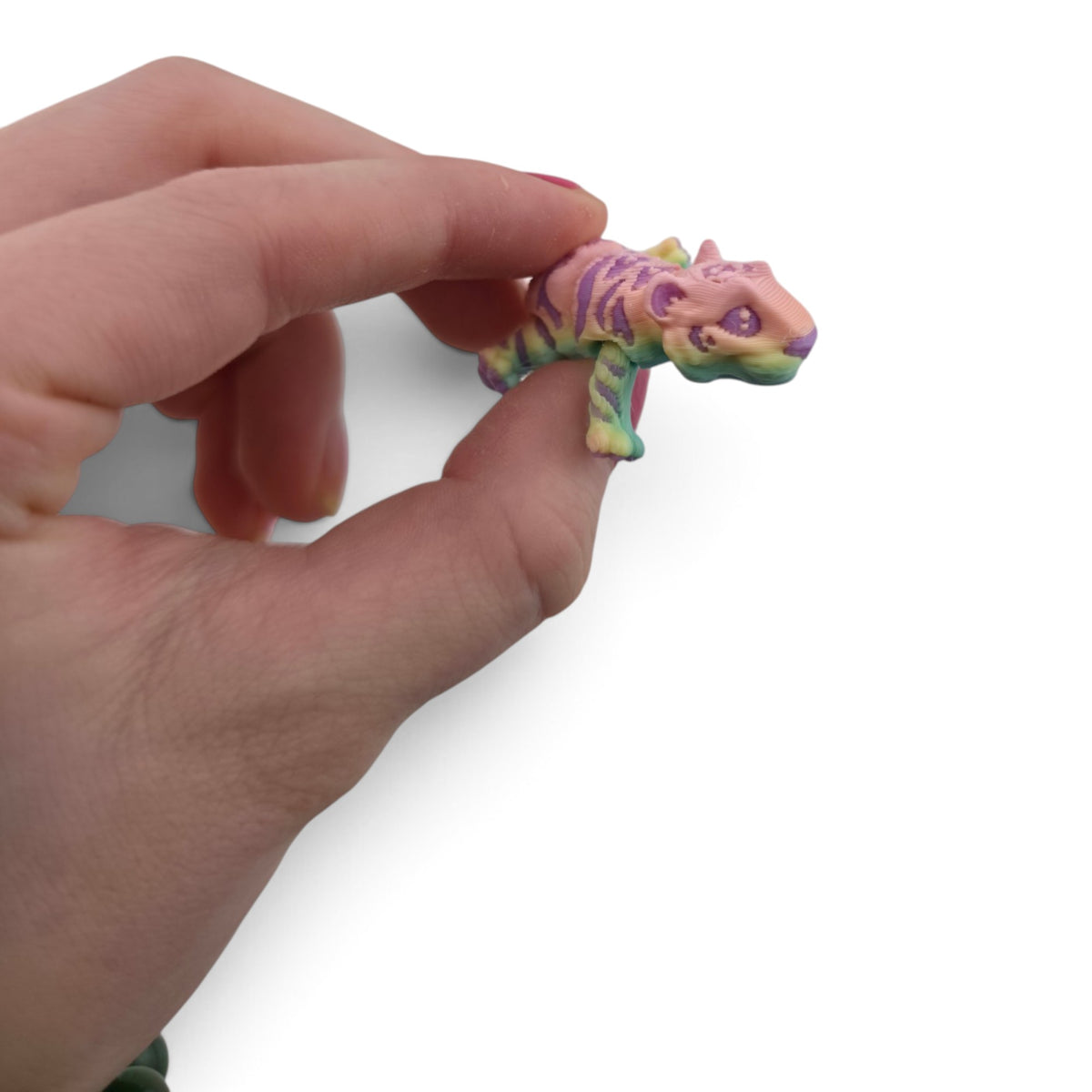 Rainbow Tiger Family Set – 3D Printed Articulated Figurines | 1 Adult & 3 Cubs | Flexible Collectible Desk Decor
