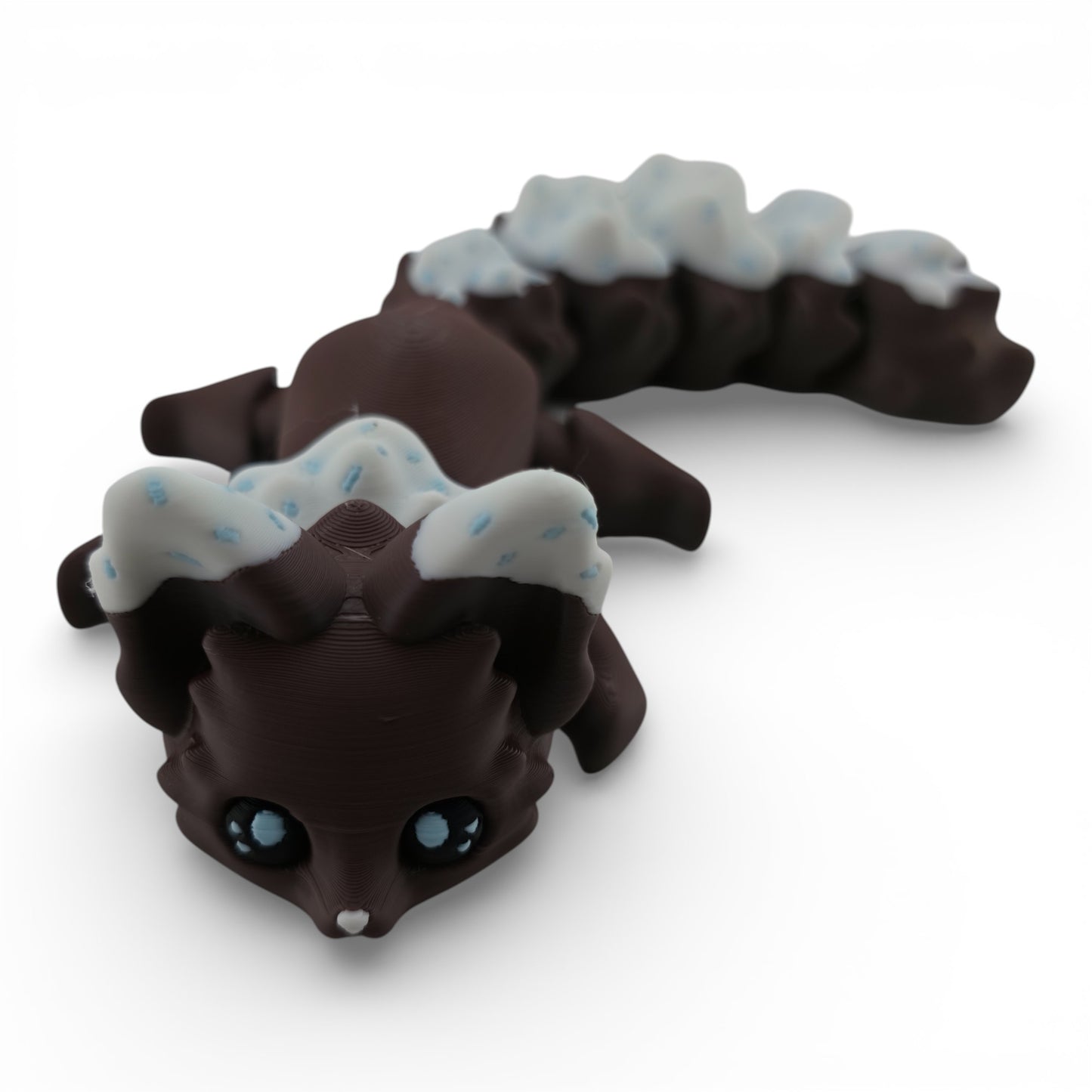 Brown Iced Chocolate Fox – 7.5" Articulated 3D Printed Fantasy Figurine | Sweet Dessert-Inspired Collectible
