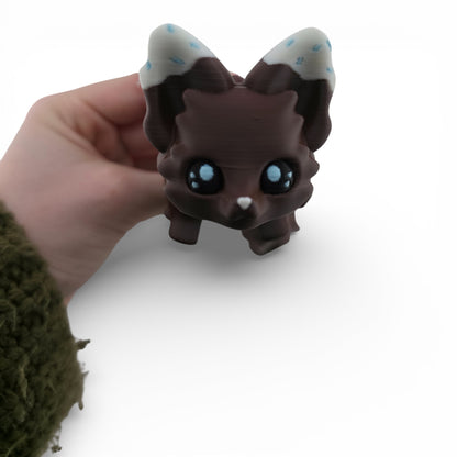 Brown Iced Chocolate Fox – 7.5" Articulated 3D Printed Fantasy Figurine | Sweet Dessert-Inspired Collectible