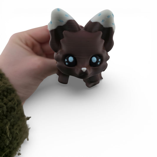Brown Iced Chocolate Fox – 7.5" Articulated 3D Printed Fantasy Figurine | Sweet Dessert-Inspired Collectible