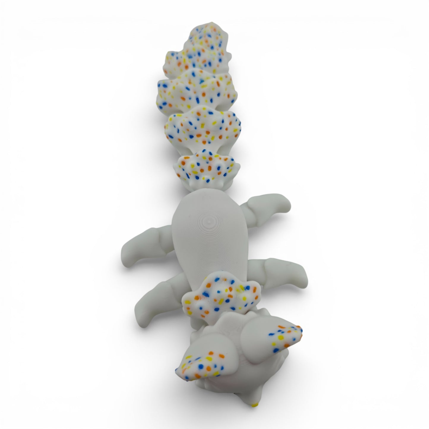 White Sprinkle Fox – 7.5" Articulated 3D Printed Fantasy Figurine | Sweet Dessert-Inspired Collectible