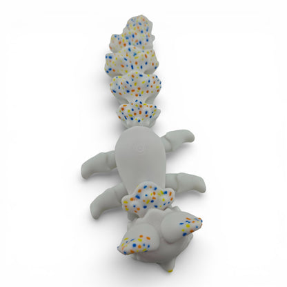 White Sprinkle Fox – 7.5" Articulated 3D Printed Fantasy Figurine | Sweet Dessert-Inspired Collectible