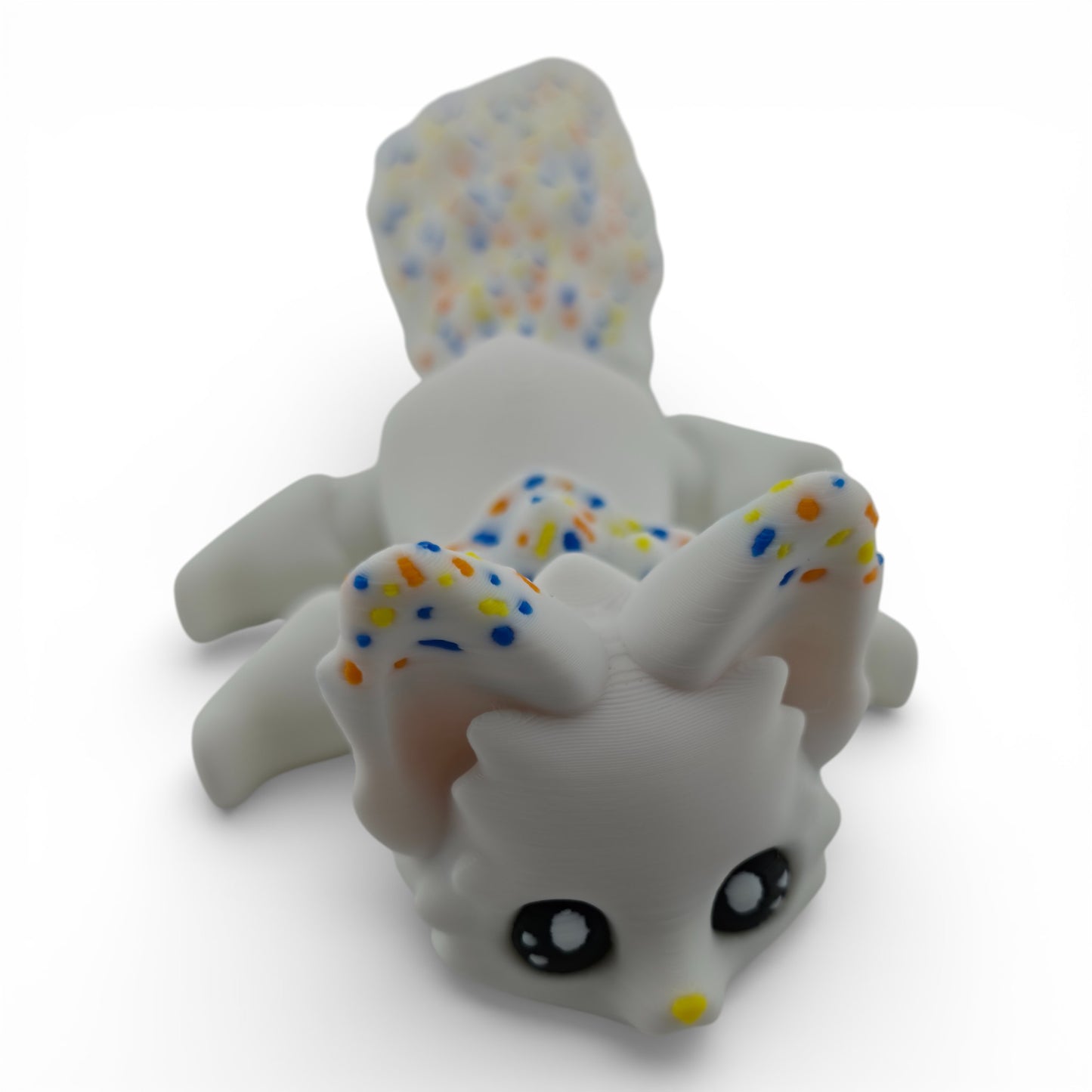 White Sprinkle Fox – 7.5" Articulated 3D Printed Fantasy Figurine | Sweet Dessert-Inspired Collectible