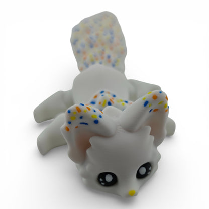 White Sprinkle Fox – 7.5" Articulated 3D Printed Fantasy Figurine | Sweet Dessert-Inspired Collectible